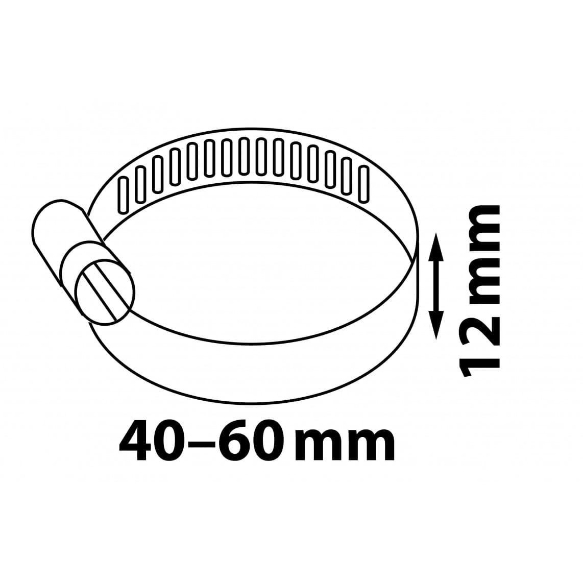 987376255 collier de serrage 12 mm Largeur de bande, acier inoxydable, 40 - 60 mm