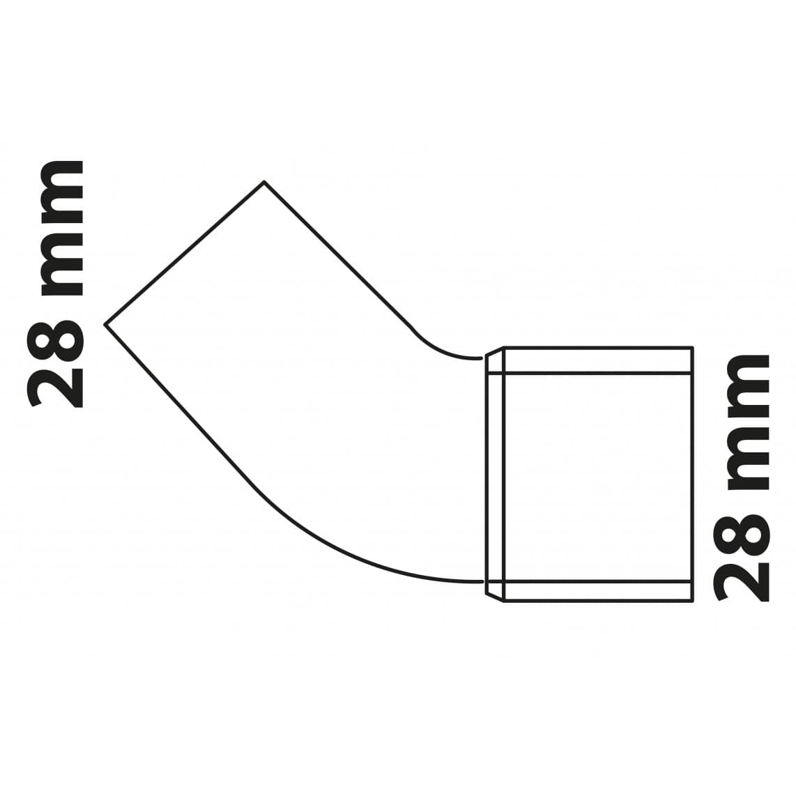 989145017 CU arc 45°, vierge, 28 mm, 1 manchon (5040)