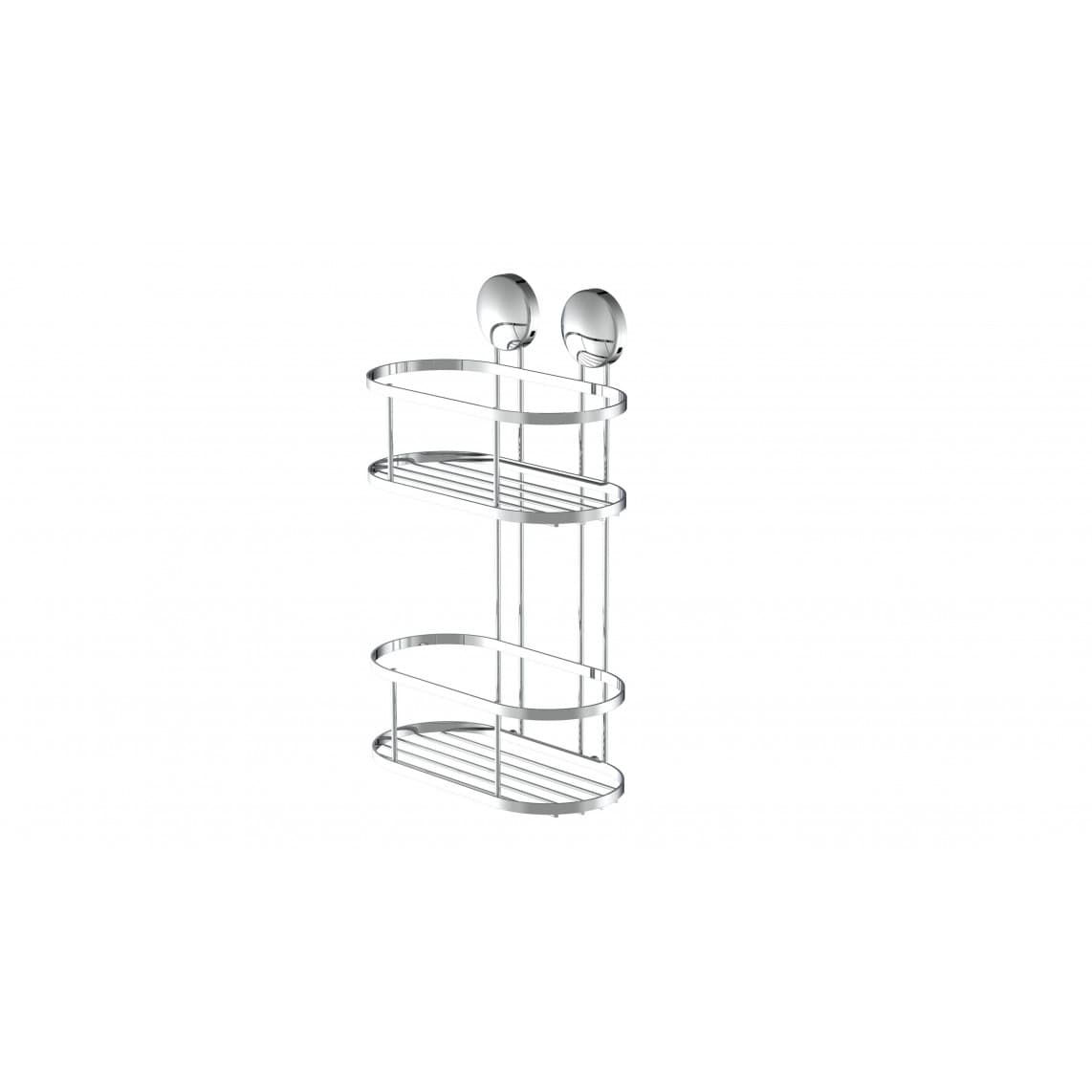 BA0204 tablette murale pour douche 2 niveaux, chromé, à coller ou vis