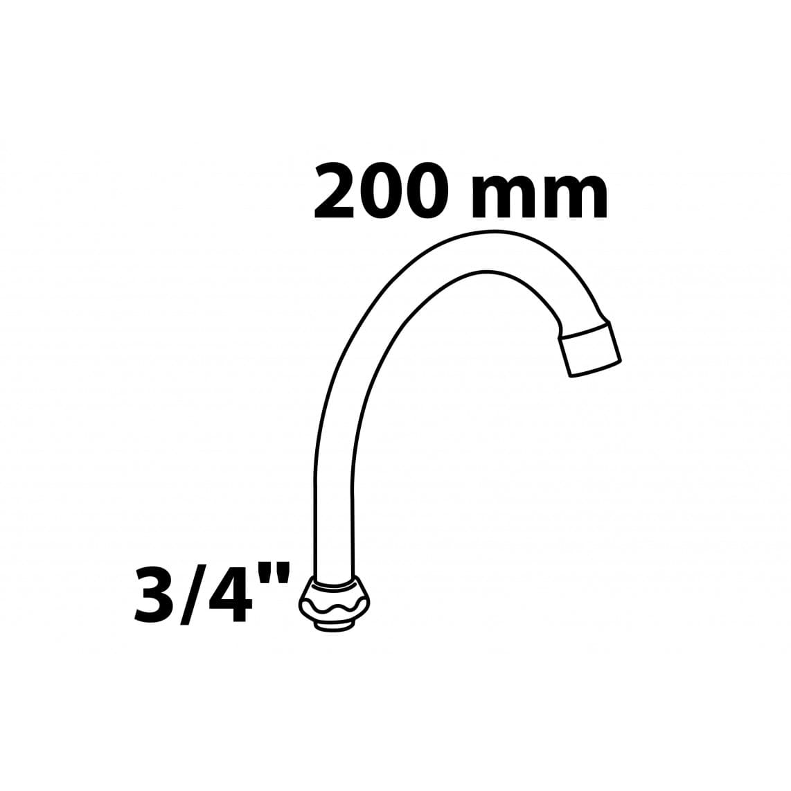 98953218 HU-sortie de tuyau, chromé, 3/4" x 200 mm