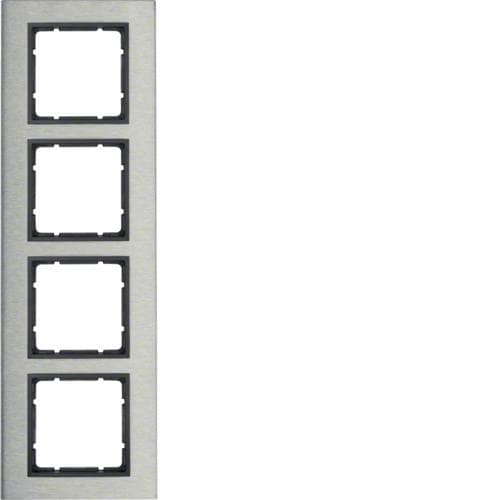Plaque de recouvrement 4 postes Berker B.7 Inox / Anthracite