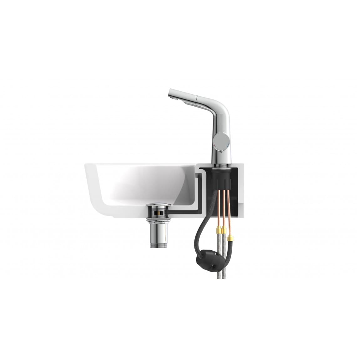 NI075COCR COOL Wastafelkraan, chroom, met uittrekbare haardouche