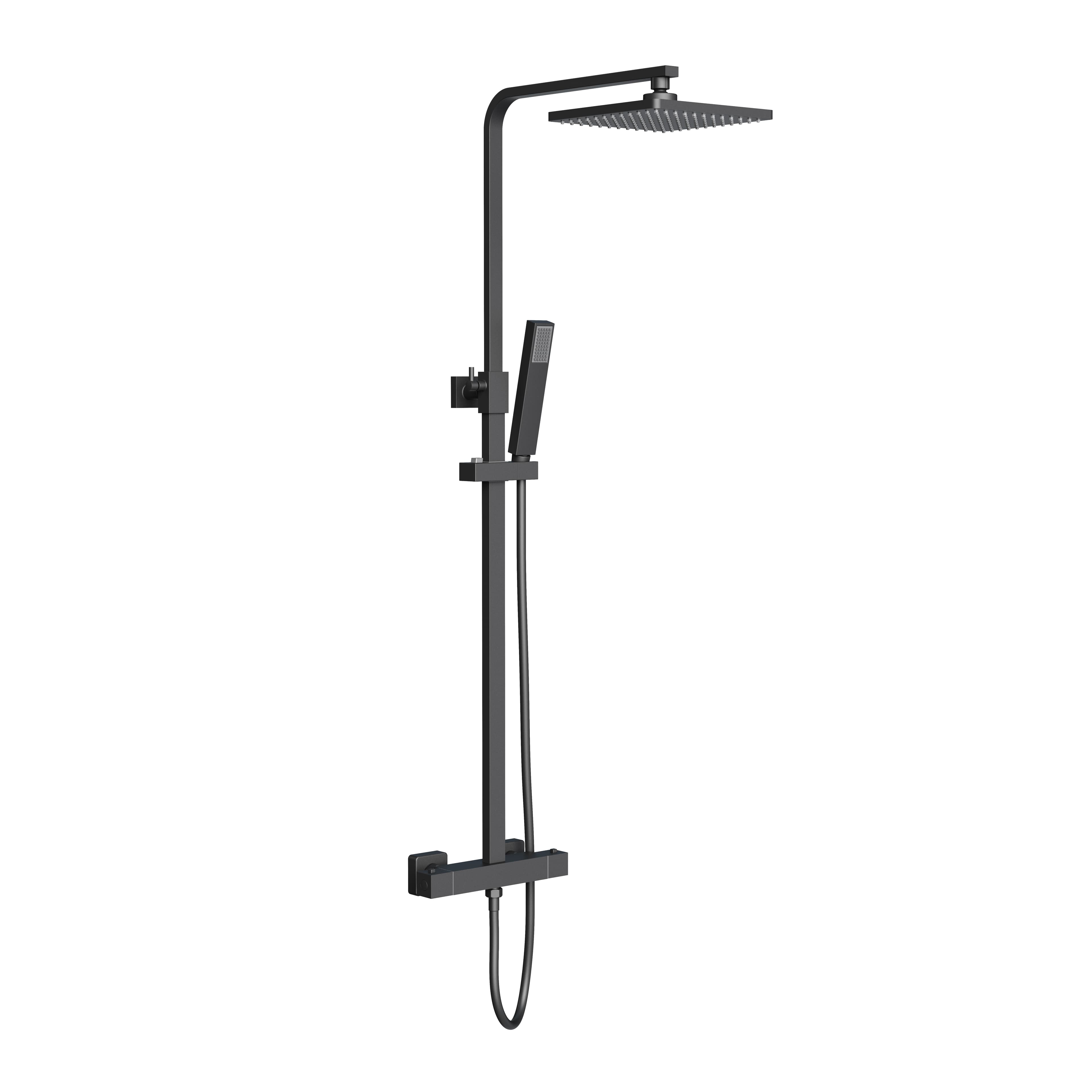 ALONI OPTIMA QUADRO SET DE DOUCHE À JETS DE PLUIE – THERMOSTATIQUE – MONTAGE APPARENT – BELGAQUA – NOIR MAT