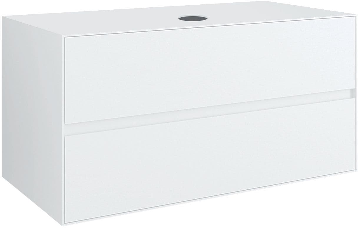 SOUS MEUBLE 2 TIROIRS+ TABLET POUR LAVABO A POSER CENTRAL TENSO 90CM TENSO SANS TROU ROBINET BLANC