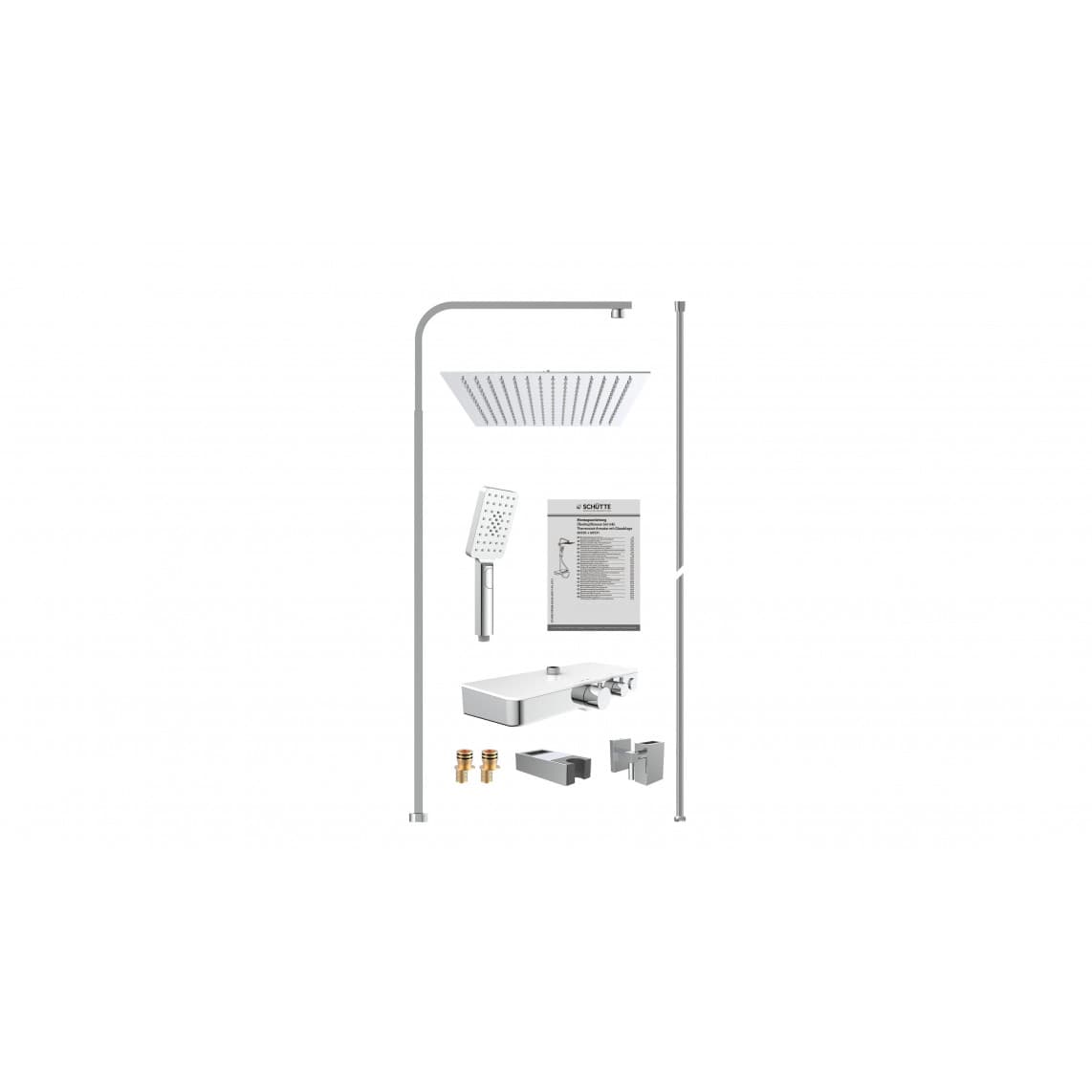 60530 OCEAN Overhead shower set, chrome/white, with thermostatic mixer, with tray