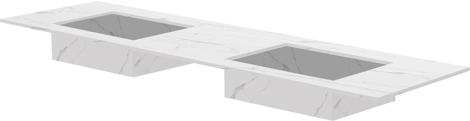 TABLET MARBRE CERAMIQUE PURO LAVABO S DOUBLE L180 H1,2 SANS TROU ROBINET WHITE CALACATTA