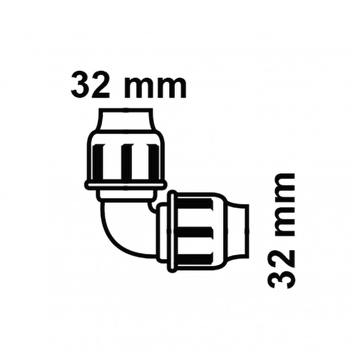 984845317 PP coude 90°, 32 mm, raccord à serrer pour PEHD/socarex