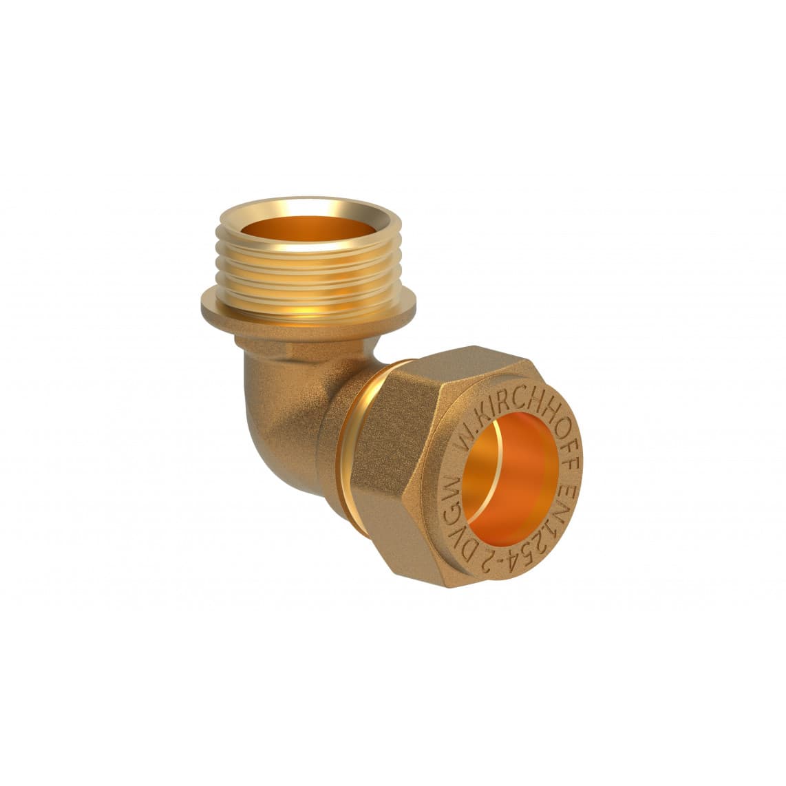 989452317 LT coude 90°, vierge, 18 mm x 1/2" M, raccord à serrer pour tube en cuivre