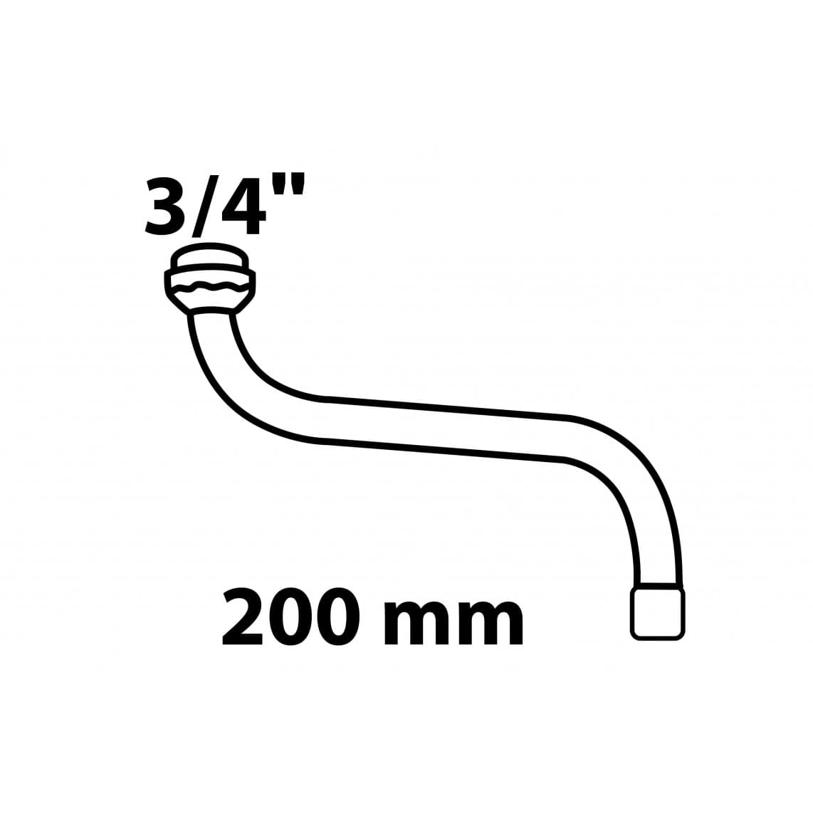 98951018 S-sortie de tuyau, 3/4" x 200 mm, avec aérateur, joint torique