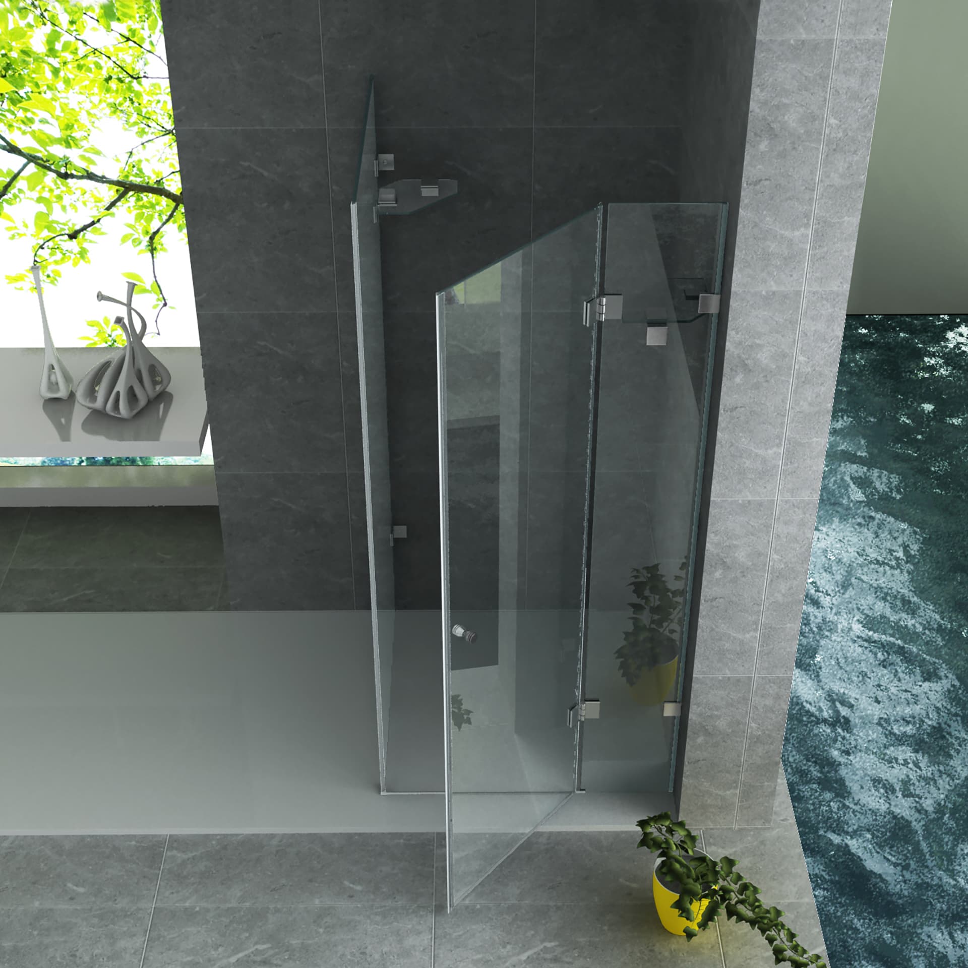 ALONI cabine de douche – porte pivotante et paroi latérale - 800X800X1950MM - chrome-verre clair