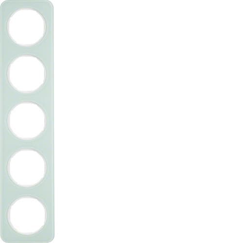Plaque de recouvrement 5 postes Berker R.1 Verre, Blanc polaire