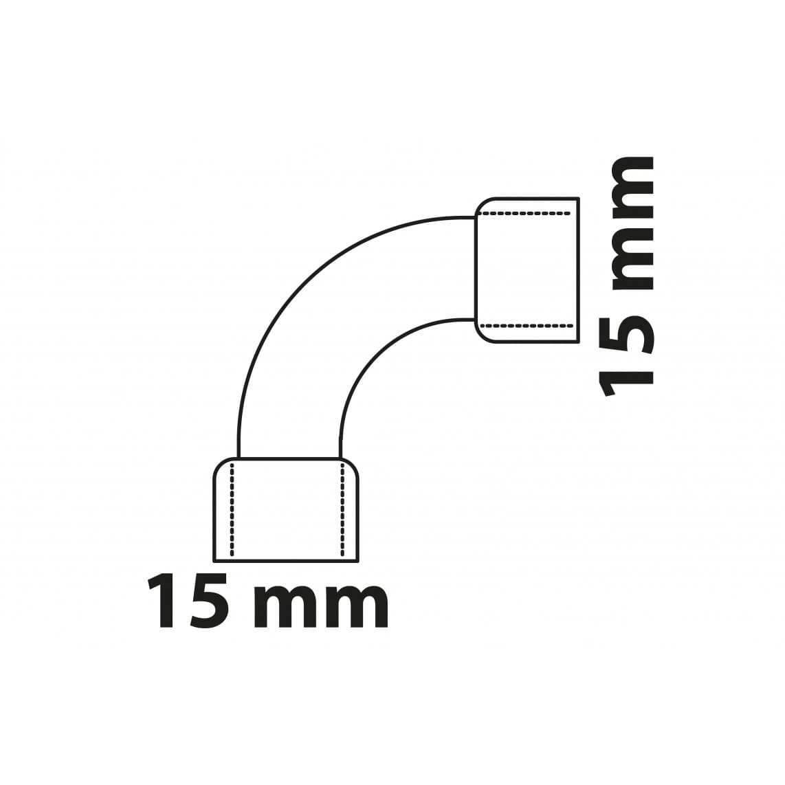 989013017 CU arc 90°, vierge, 15 mm, 2 manchons, (5002a)