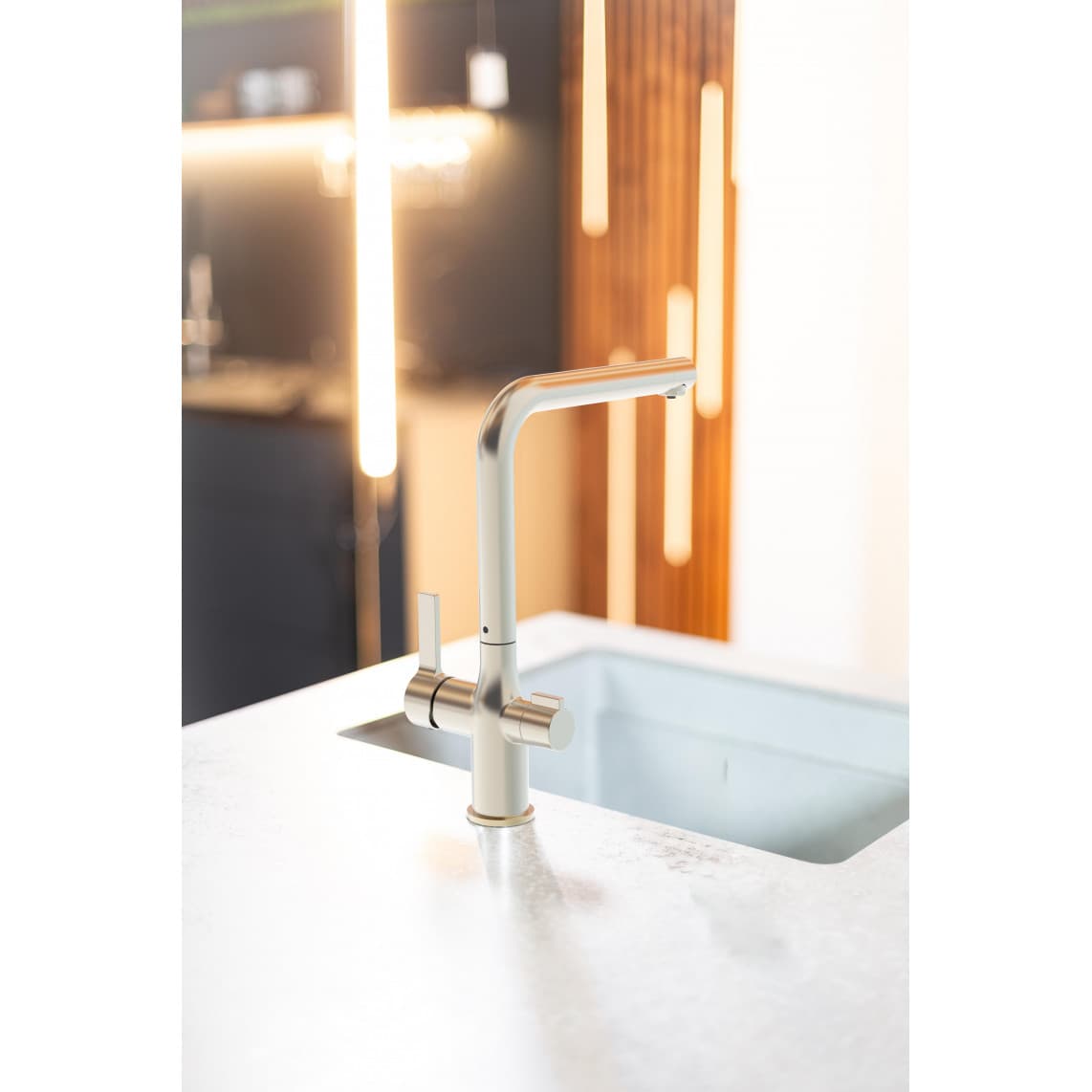 99805 AQUASTAR PRO Drinking water sink mixer, stainless steel look, with filter system