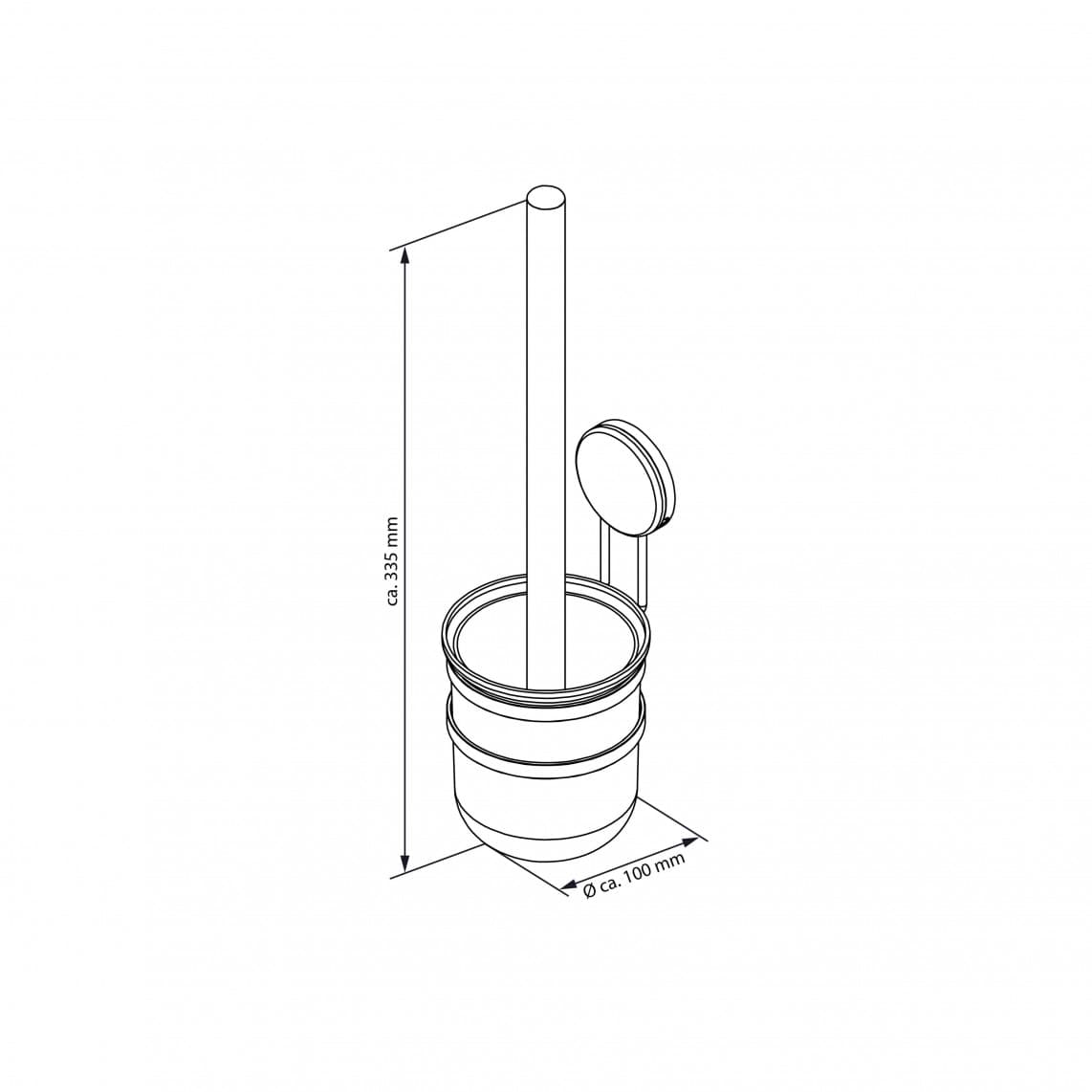 BA0205 Toiletborstelhouder voor wandmontage, chroom, om te lijmen of schroeven