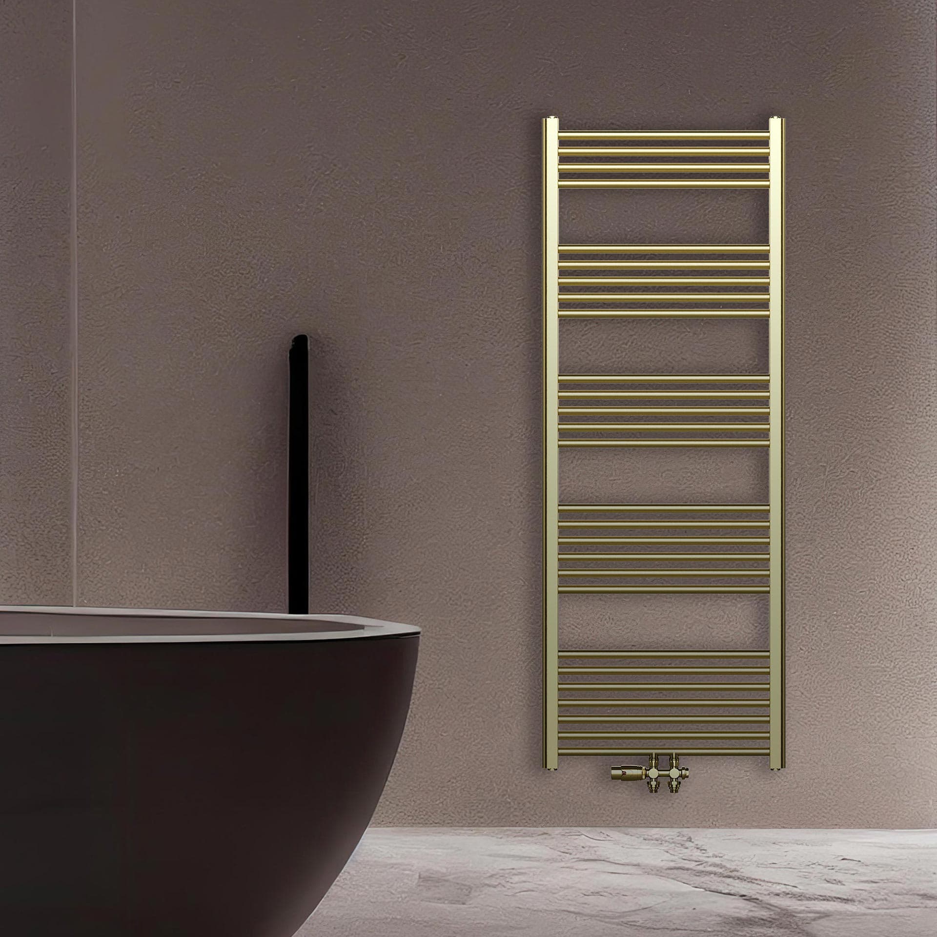 BELRAD SÈCHE-SERVIETTES - RACCORDEMENT GAUCHE-DROITE/CENTRAL - 414 WATT - 1200X600CM - OR BROSSÉ