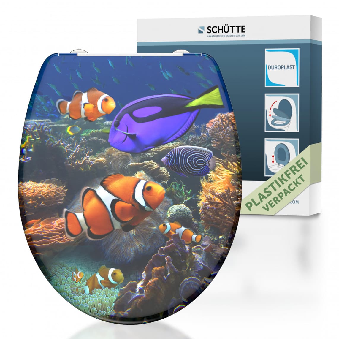 82372 abattant WC en Duroplast SEA LIFE, avec frein de chute et déclipsable