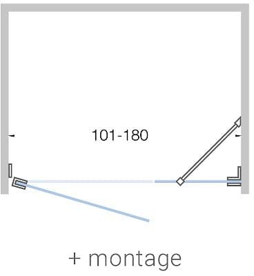 PORTE PIVOTANTE+PAROI ANNEXE NICHE CLOSE 101-180CM H200CM CLAIR-INOX MAT AVEC MONTAGE