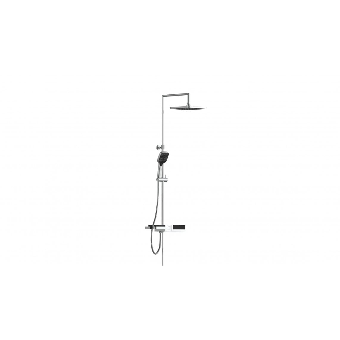 60566 BLUEPERL Set douche de pluie, chromé/noir, avec tablette