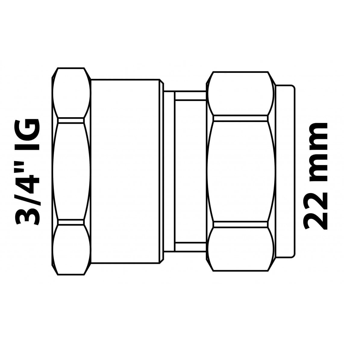 989456417 LT pièce intermédiaire, vierge, 22 mm x 3/4" F, raccord à serrer pour tube en cuivre,