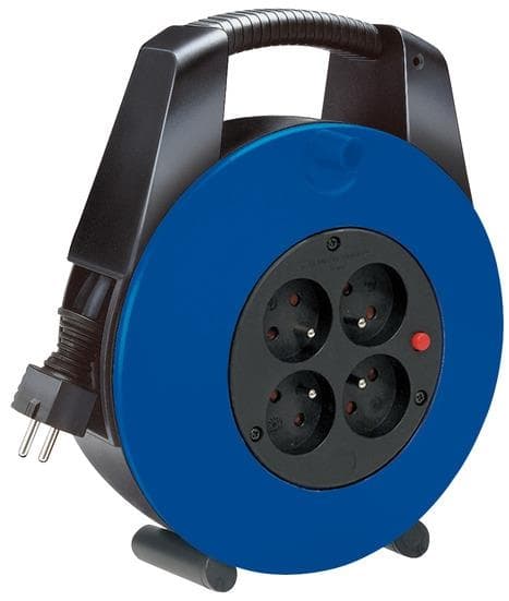 Enrouleur de câble - 4 x prises 2 pôles + T 16A avec protection thermique - H05VVF 3G1.5 - 15m