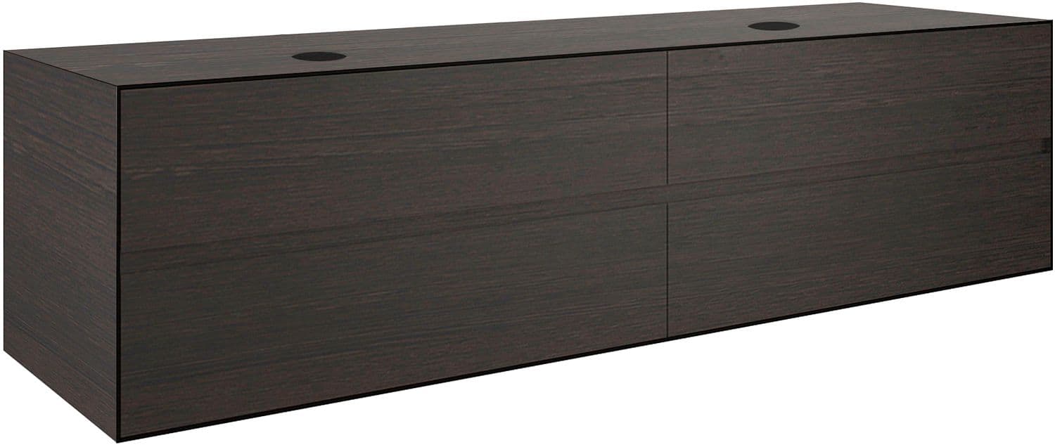 SOUS MEUBLE 4 TIROIRS+ TABLET POUR 2 LAVABOS A POSER TENSO 180CM SANS TROUS ROBINETS WENGE