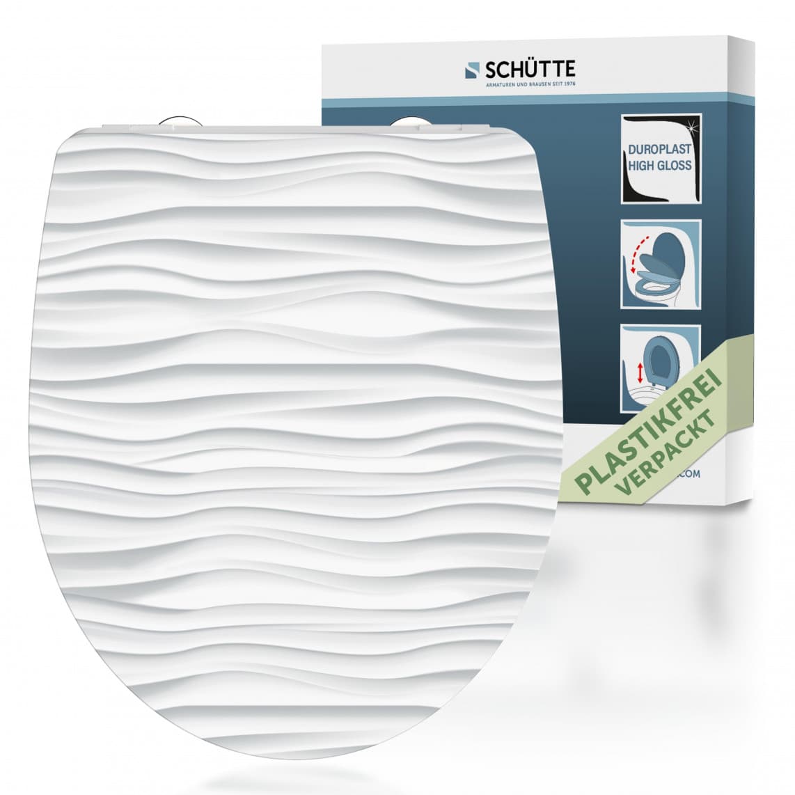 82584 abattant WC en Duroplast HG WHITE WAVE, avec frein de chute et déclipsable