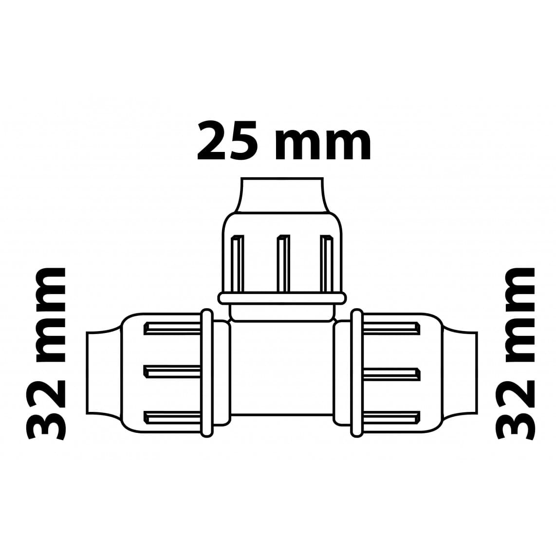 984844517 PP Té de réduction, 32 mm x 25 mm x 32 mm, raccord à serrer pour PEHD/socarex