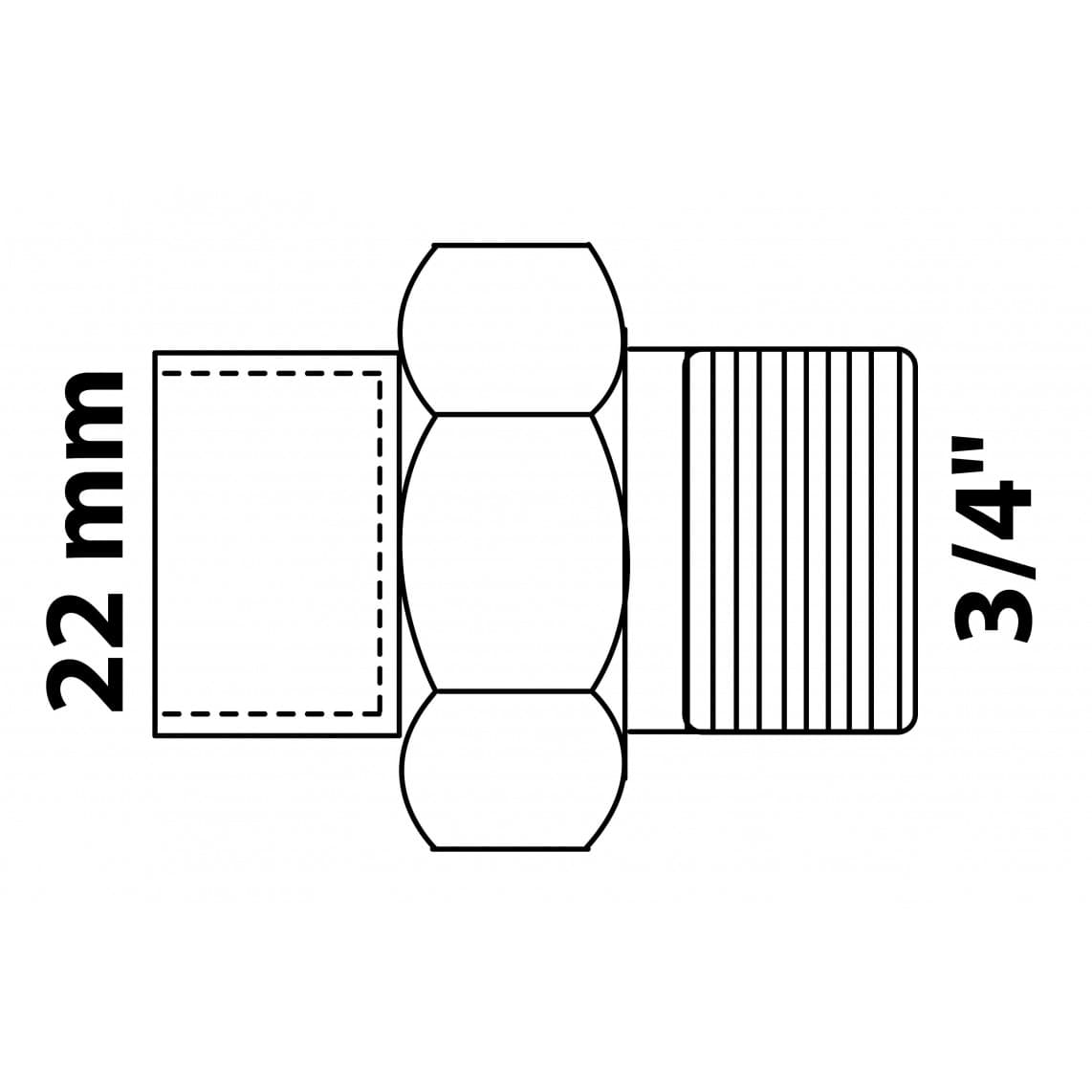 989243055 BR raccord à visser, vierge, 22 mm x 3/4" M, à joint conique, 1 manchon (4341g)