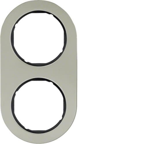 Plaque de recouvrement 2 postes Berker serie R.Classic Inox / Noir