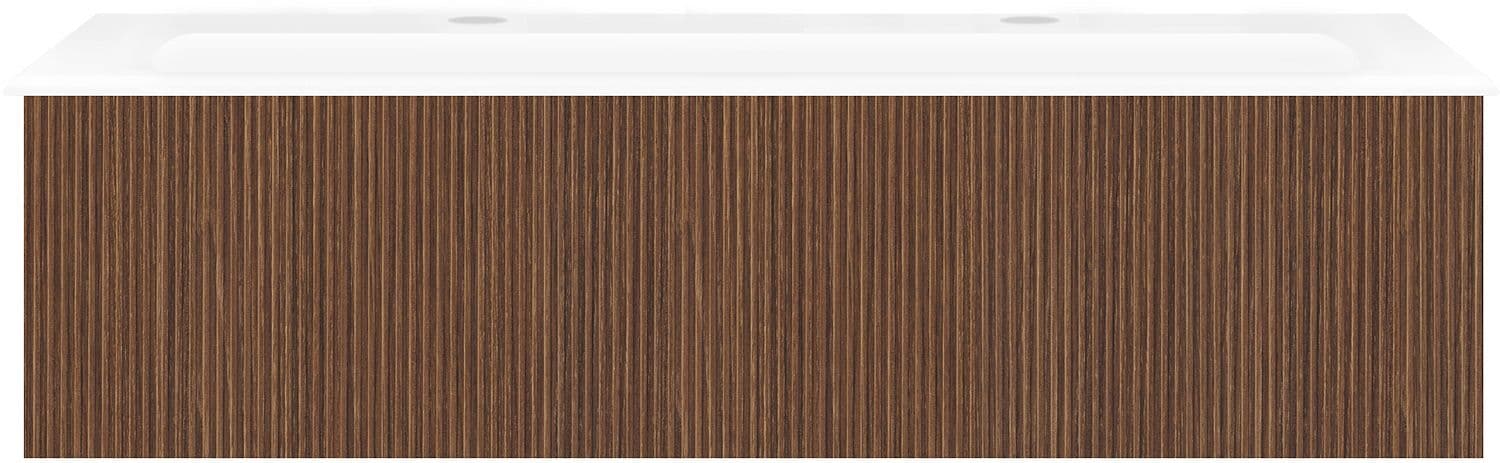 SOUS MEUBLE COFFEE 1 TIROIR 120 NOYER SMARTLINE + LAVABO 2 TROUS ROBINET EN PORCELAINE BLANC