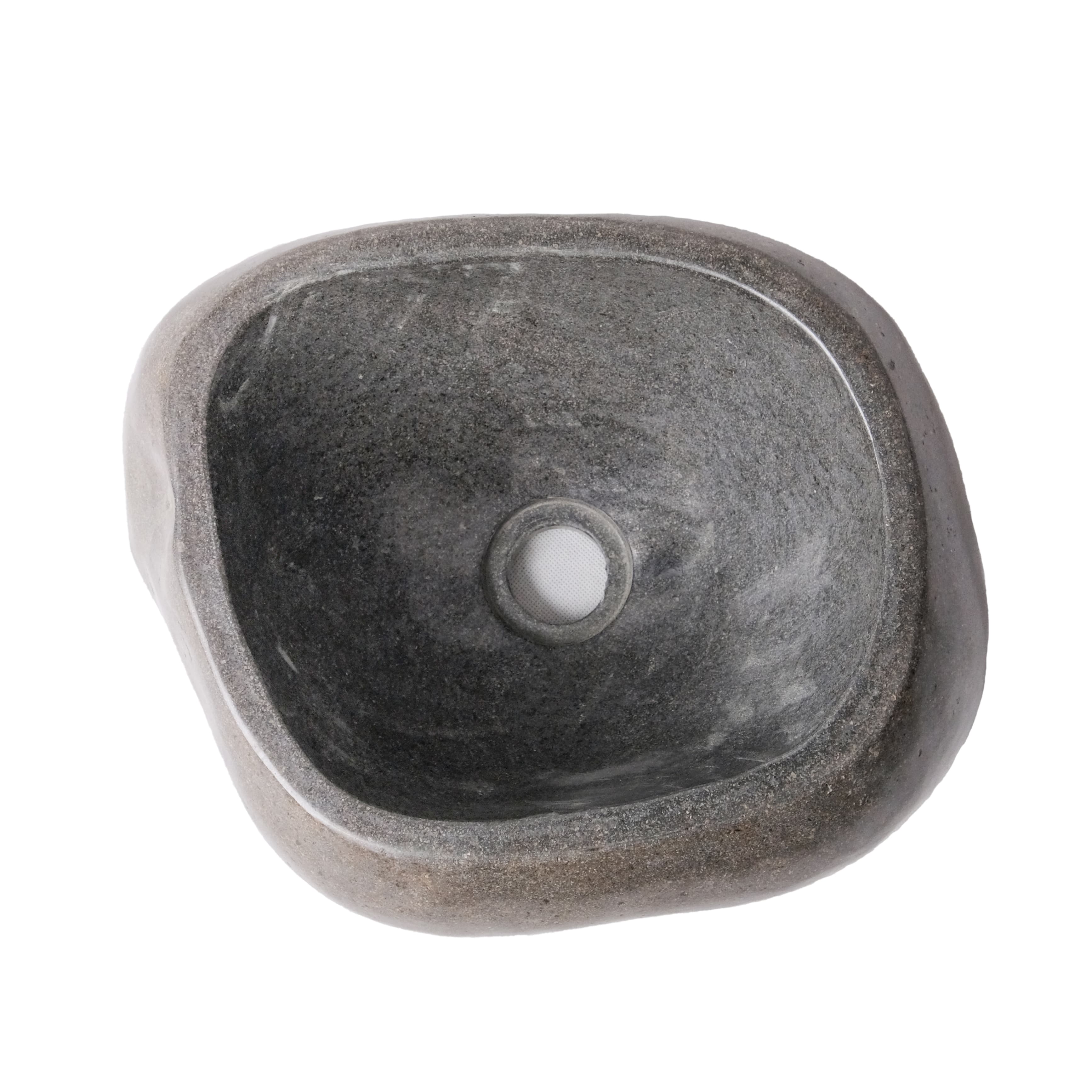Vasque en pierre de rivière NATURELLE entièrement polie - Noir 30-35X15X1,5CM
