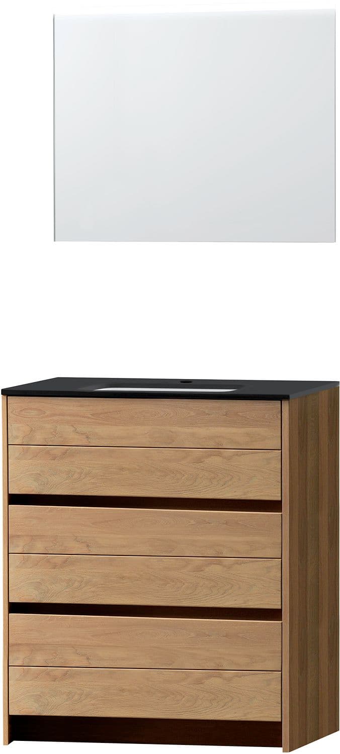 MEUBLE MOLTO SOL CHENE MASSIF SOLO 90 BLEU BELGE MIROIR