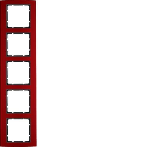 Plaque de recouvrement 5 postes Berker B.3 Alu, Rouge / Anthracite