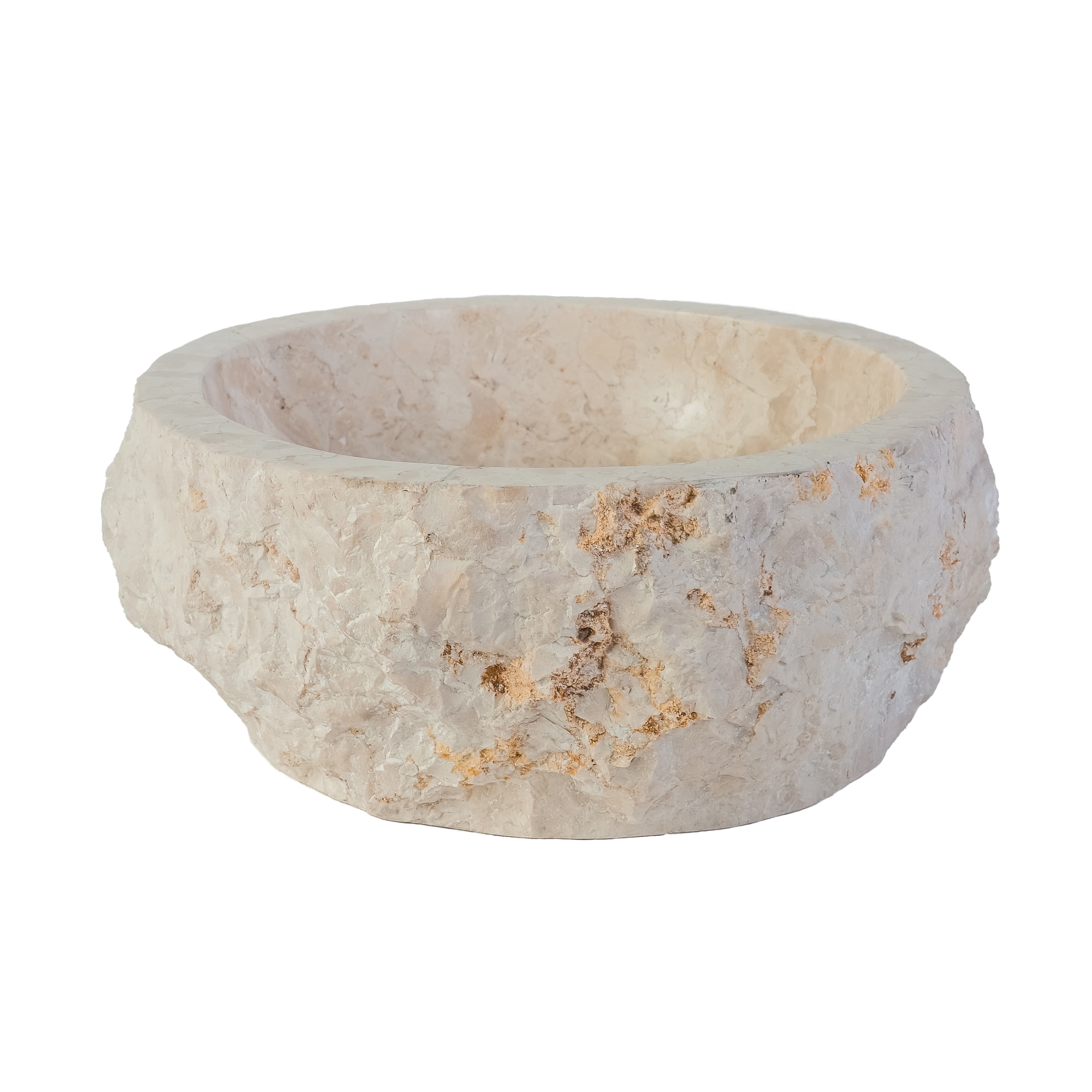 VASQUE EN MARBRE NATURELLE ÉRODÉ - CRÈME 30-35x15CM