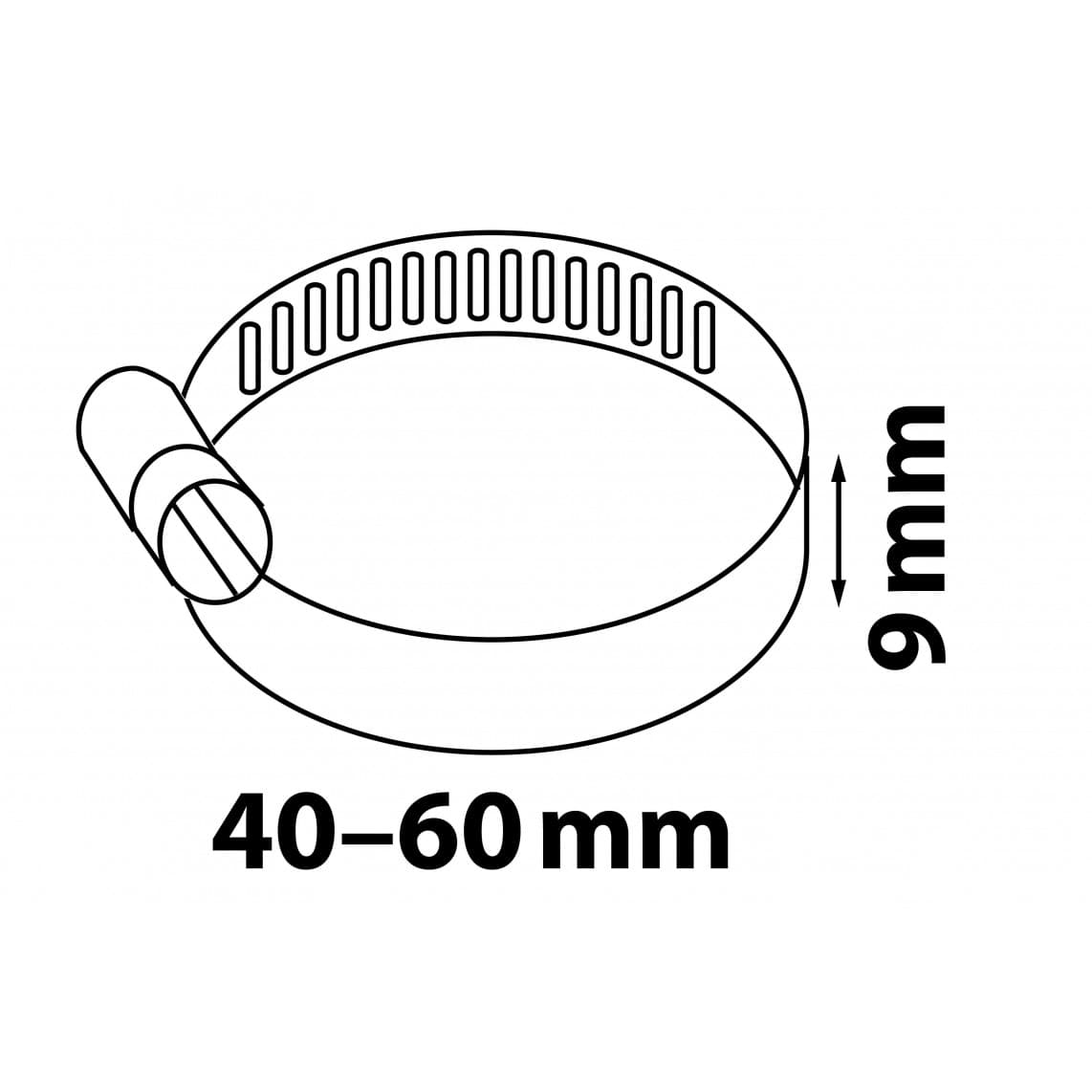 987376155 collier de serrage 9 mm Largeur de bande, acier inoxydable, 40 - 60 mm