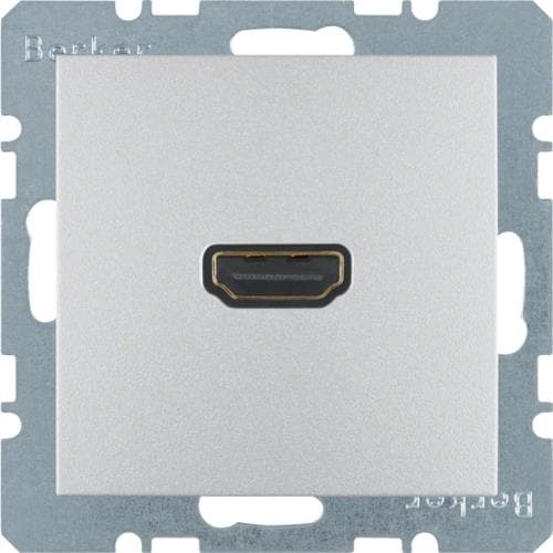 Prise Hdmi avec fiche de connexion 90° Berker S.1 / B.3 / B.7 Alu, mat