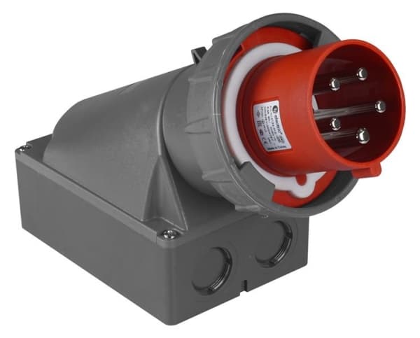 Prise CEE mâle murale 5 x 63A avec contact pilote 380 - 415Vac Rouge IP67