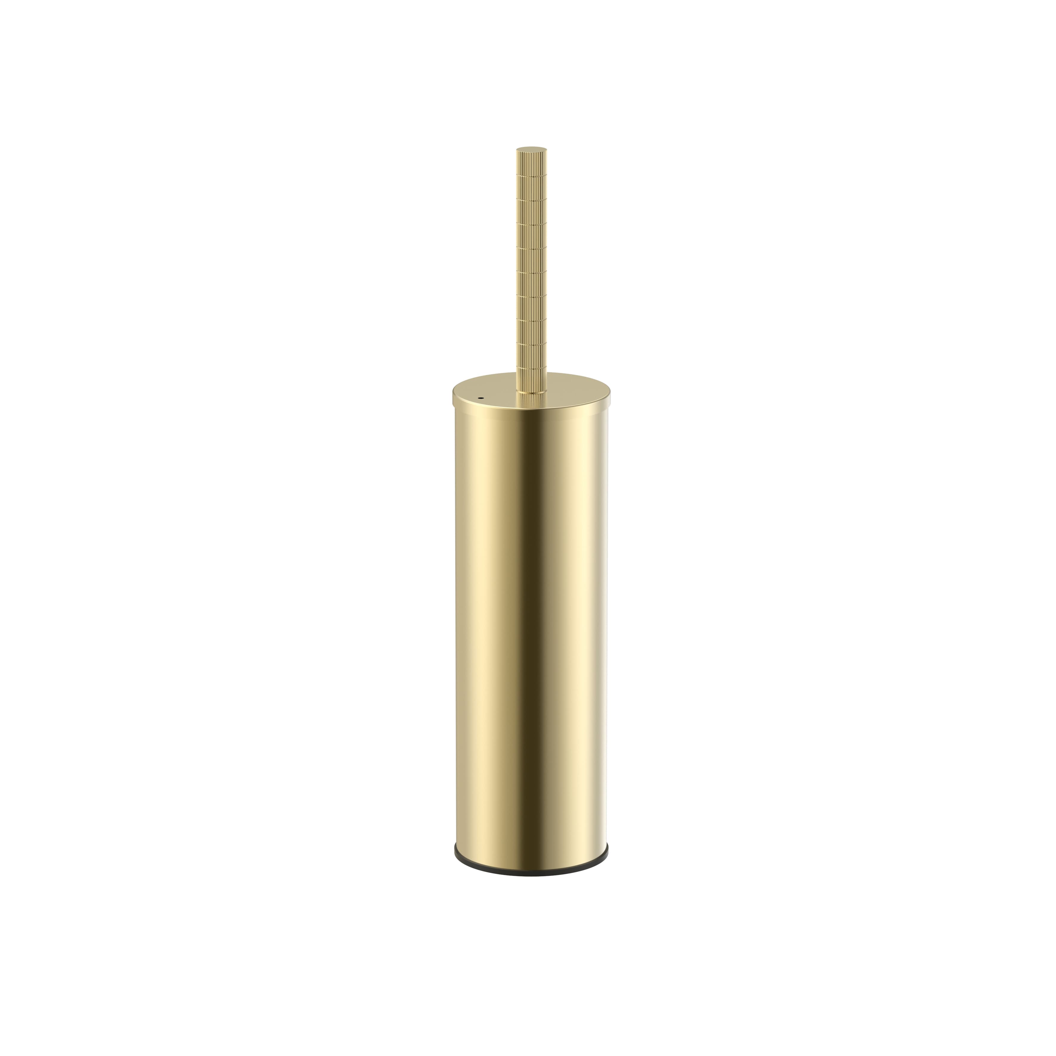 STRIA Toilet brush – holder – ribbed handle – suspended or floor‑mounted – plastic receptacle – brushed gold (PVD)