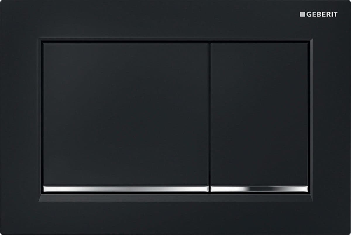 PLAQUE DE COMMANDE 2 TOUCHES OMEGA20 CARRE GEBERIT NOIR-CHROOM