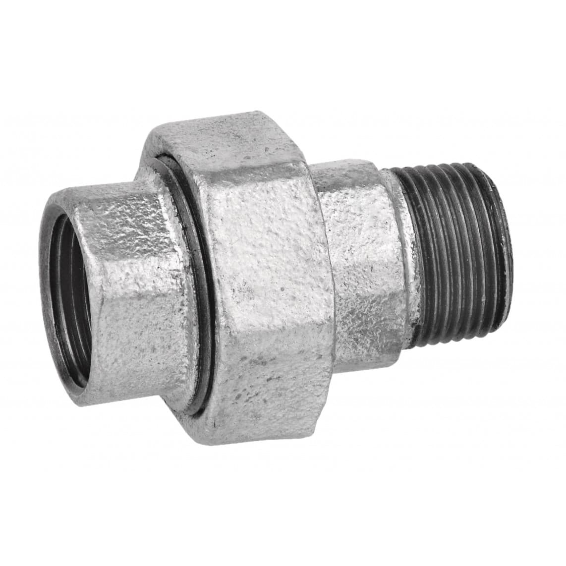 989833055 FM raccord à visser, galvanisé, 1" F x 1" M, à joint plat, (331)