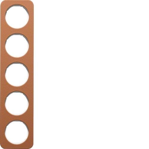 Plaque de recouvrement 5 postes R.1 Cuir Bruin / Blanc polaire