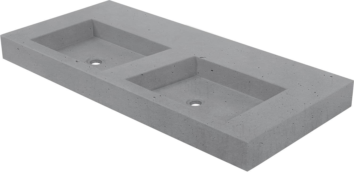 TABLET BRIQ 140CM 2 LAVABO +TROU ROBINET SANS TROP-PLEIN BETON