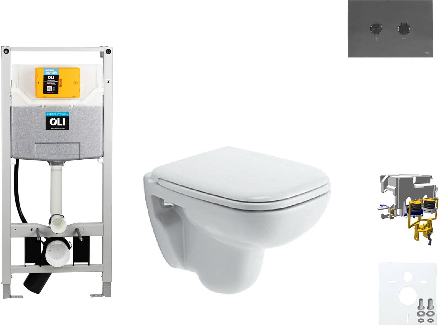 WALLFIX OLI WC SUSPENDU D-CODE COMPACT DURAVIT CODE BLINK GUN METAL