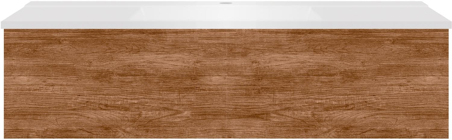 SOUS MEUBLE COFFEE 1 TIROIR 120 TECTONA DECOR CANNELLE+LAVABO BLANC MAT