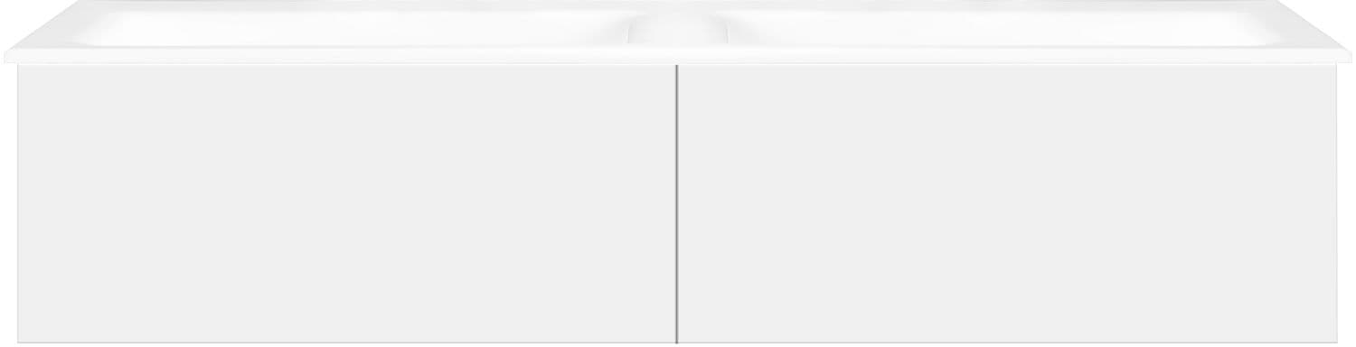 ONDERBOUW COFFEE 2 LADES 140 DUO MAT WIT + DUBBELE WASTAFEL PORSELEIN ZONDER KRAANGAT WIT