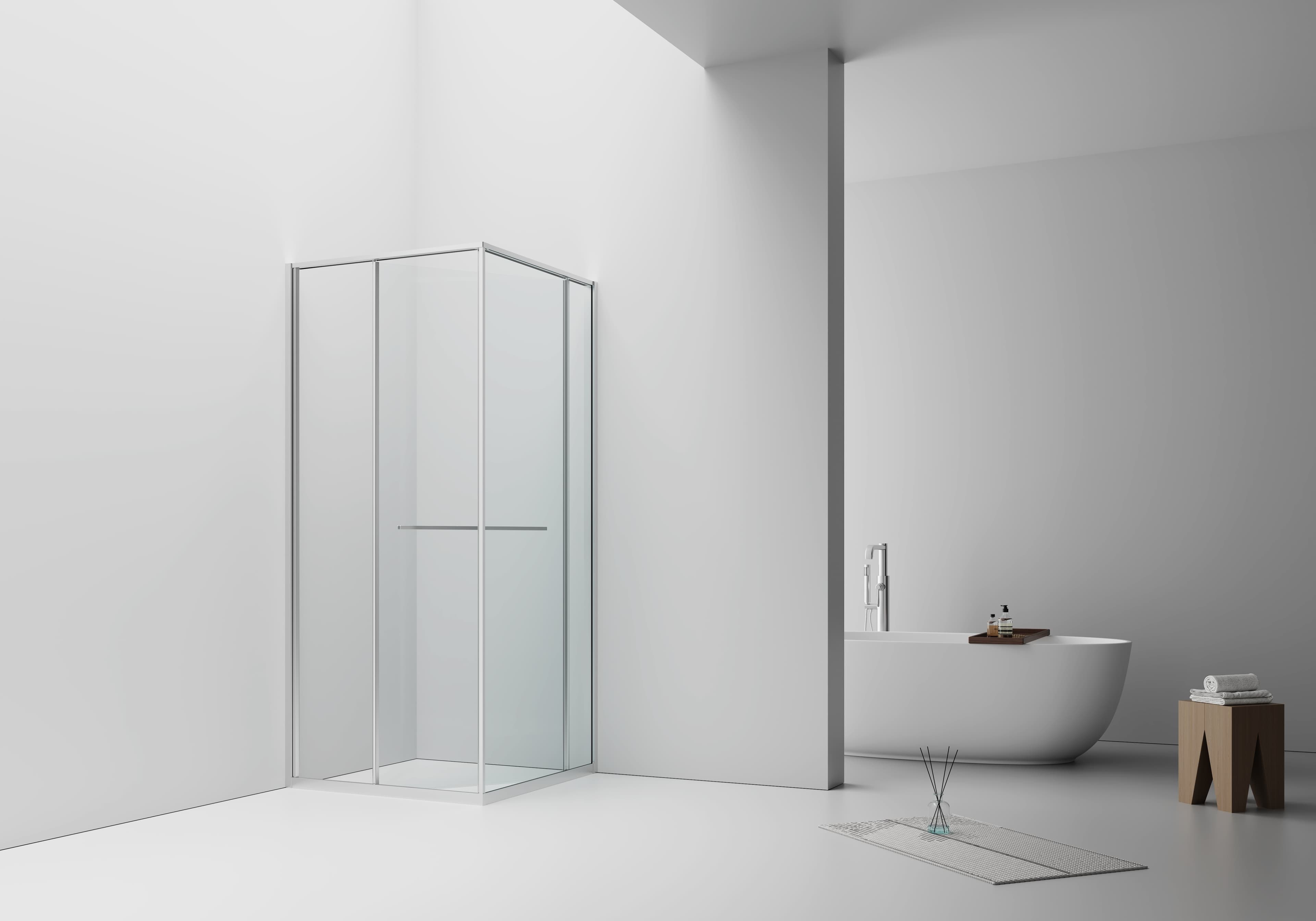 ALONI CABINE DE DOUCHE INSLIDE – PORTE COULISSANTE INTÉRIEURE ET PAROI LATÉRALE – GAIN DE PLACE – RÉVERSIBLE – VERRE DE SÉCURITÉ 6?MM – 90X90X200?CM – CHROME – VERRE CLAIR