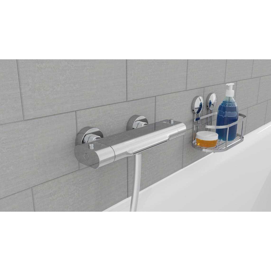 1330090 CARNEO Mitigeur bain/douche, avec bec cascade, chromé