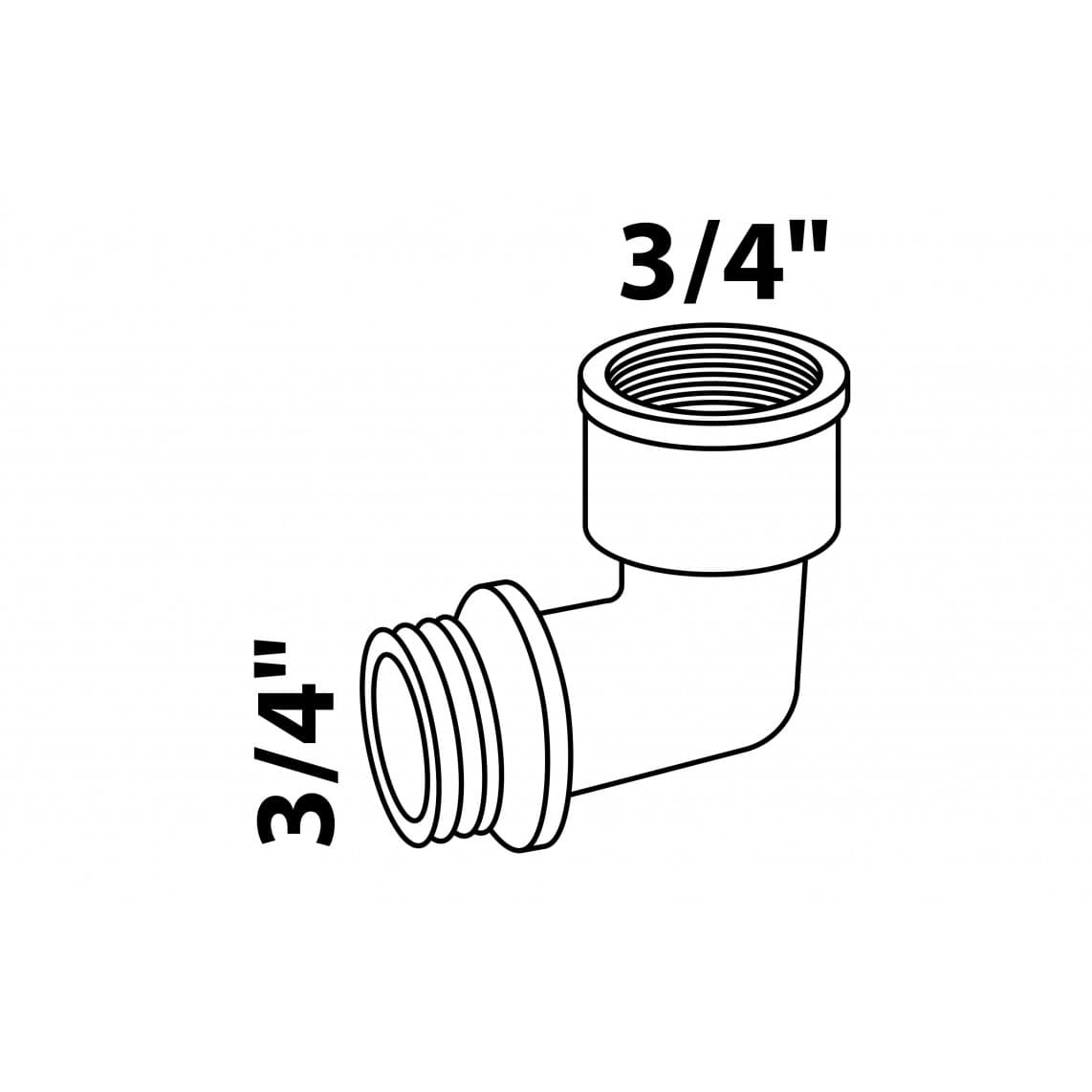 989393355 LT coude 90°, vierge, 3/4" F x 3/4" M