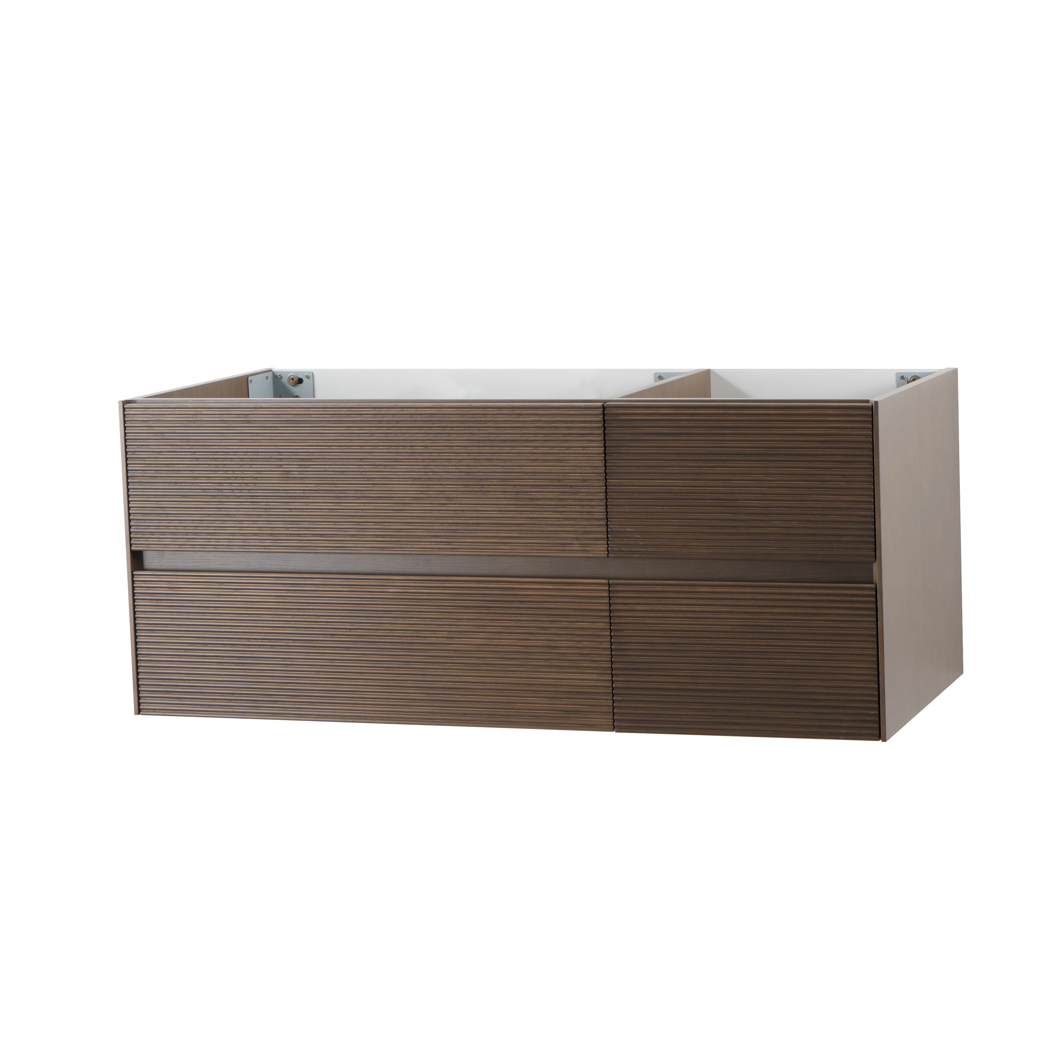 Layda meuble sous-vasque - 4 tiroirs - sans poignées - soft close – 119X49X52 cm - Noyer foncé
