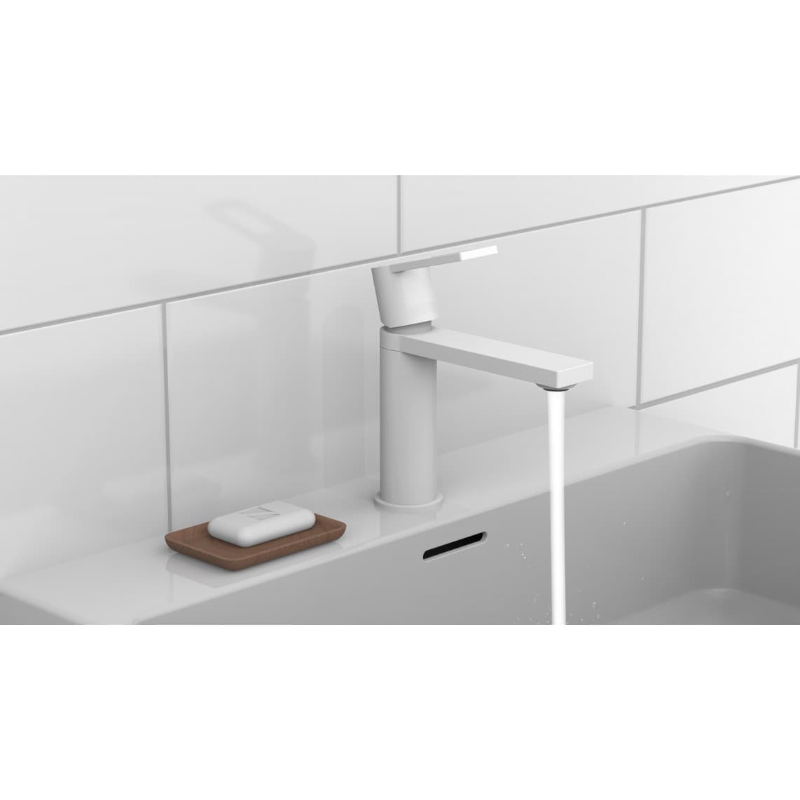 33018 MANHATTAN Wastafelkraan, mat wit